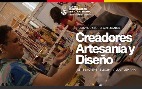 Municipalidad de Villa Alemana abre convocatoria para “Creadores: Artesanía y Diseño 2026”.